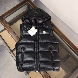 Moncler Black Quilted Hooded Down Vest | Brand New | Warm Layering Jacket